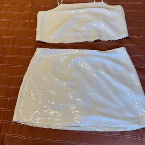 Abercrombie White Sequin Two Piece Set XL